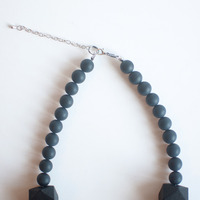 Purple Wood Bead Necklace NL1007 - Thumbnail 4