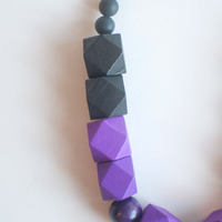 Purple Wood Bead Necklace NL1007 - Thumbnail 3