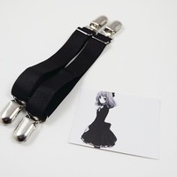 Black Spandex simple garter belt 2pcs - Thumbnail 2