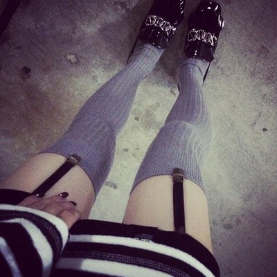 Black spandex simple garter belt 2pcs