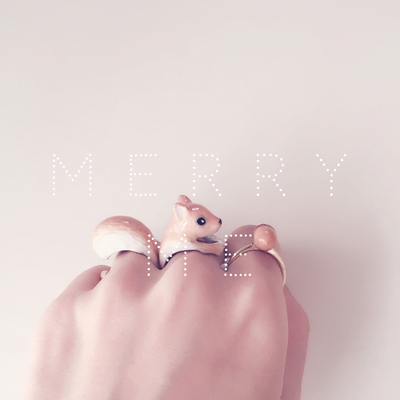 merryme Orange Squirrel 3-piece Ring Set