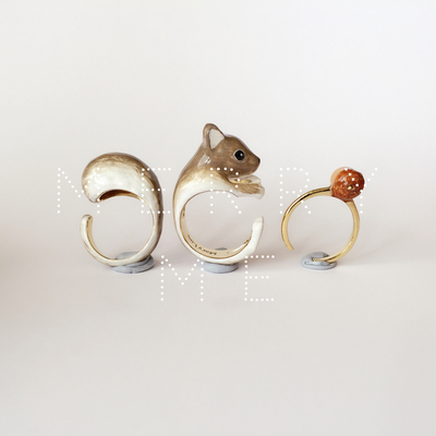 Merryme gray squirrel 3-piece ring set