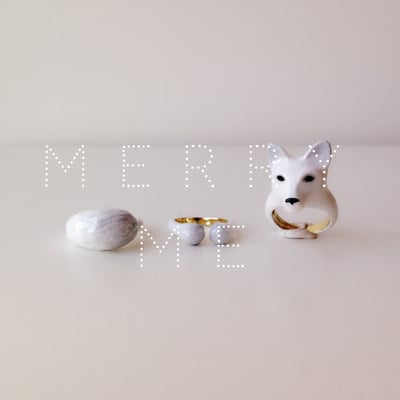 Merryme white fox 3-piece ring set