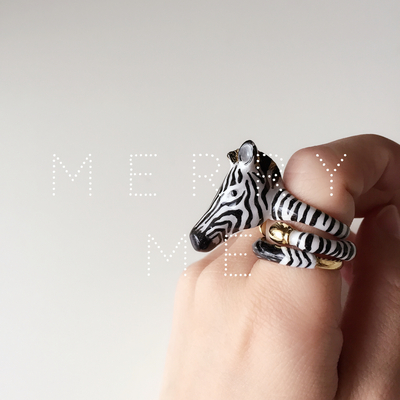 merryme Zebra 3-piece Ring Set