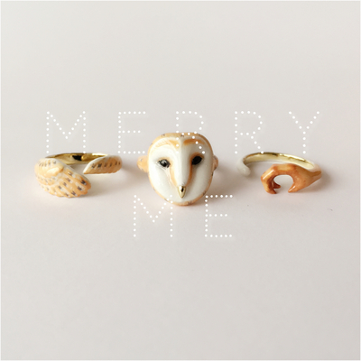 Merryme owl 3-piece ring set