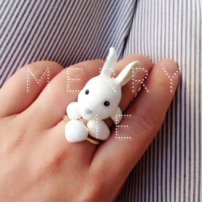 merryme White Rabbit 3-piece Ring Set