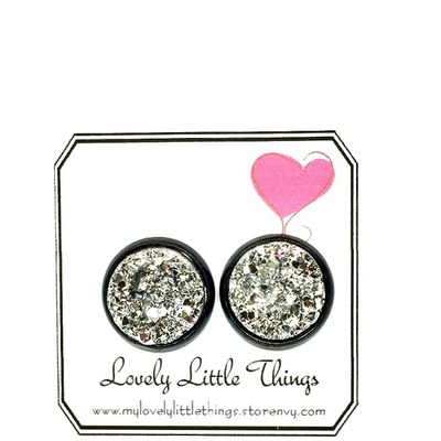 12mm silver studs with black setting