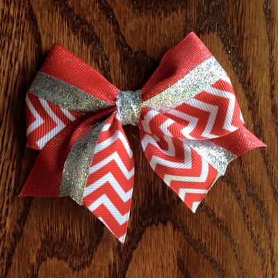 Red glitter and chevron with silver
