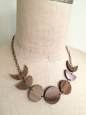 Luna Love Moon Phase Necklace (wood/brass)