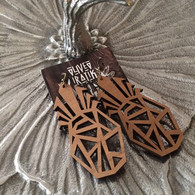 Pineapple Earrings (Wood/Brass)