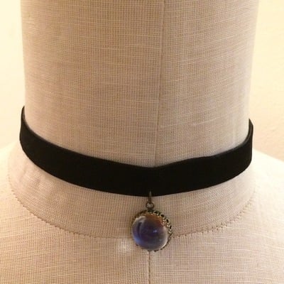 Moodstone velvet choker (brass)