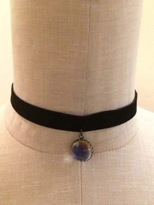 Moodstone Velvet Choker (Brass)