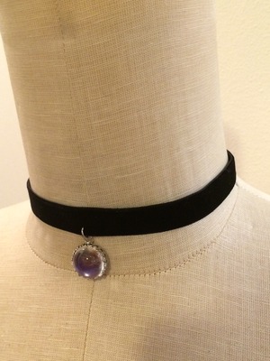 Moodstone Velvet Choker (Silver)