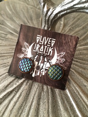 Mermaid Stud Earrings (Pink Green Purple)