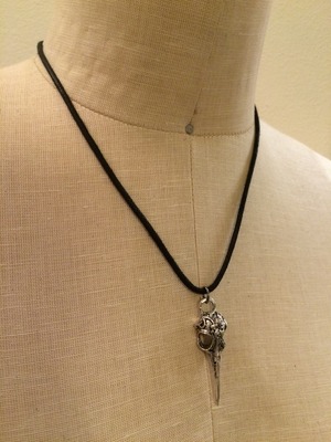 Raven Skull Waxcord Necklace (Silver)