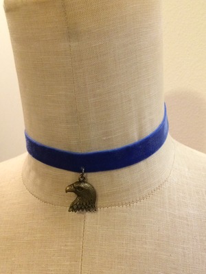 Americana Velvet Choker (Blue/Brass)