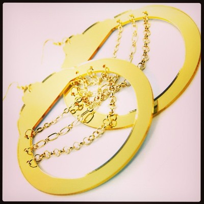 Gold handcuff earrings