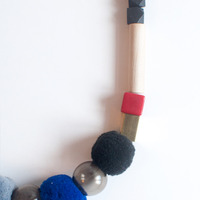 Colorful Wool Felt Ball Necklace NL1008 - Thumbnail 2