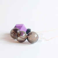 Purple Tinted Glass Necklace NL1023 - Thumbnail 3