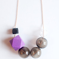 Purple Tinted Glass Necklace NL1023 - Thumbnail 1