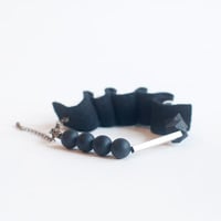 Black White Felt Bracelet BL1017 - Thumbnail 2