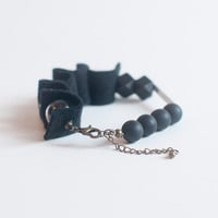 Black White Felt Bracelet BL1017 - Thumbnail 3