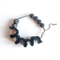 Black White Felt Bracelet BL1017 - Thumbnail 4