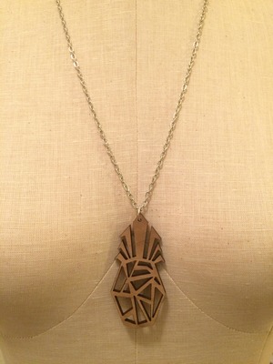 Pineapple Cutout Necklace (Wood/Silver)