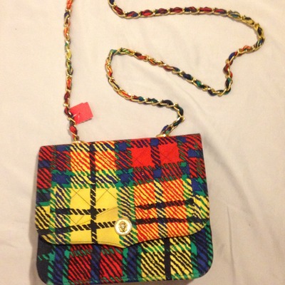 Plaid chain purse