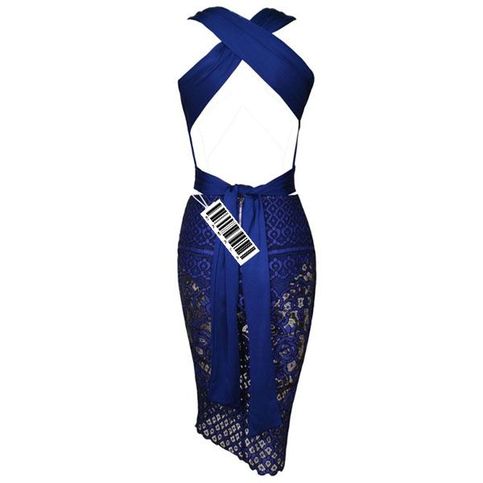 Royal Blue Lace Changeable Straps Dress