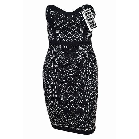 Black Strapless With Silver Stud Detail Dress