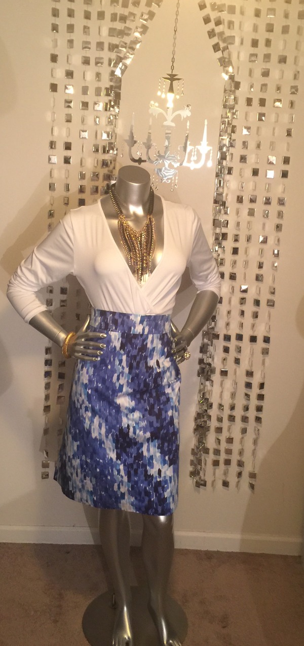 New Calvin Klein Blue Multi-color Skirt Size 22