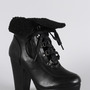 Black Stacked Heel Hiker Boots Size 9M-1