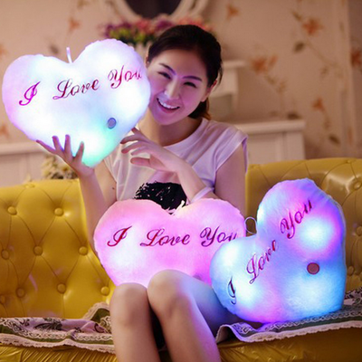 Colorful luminous music heart-shaped pillow doll