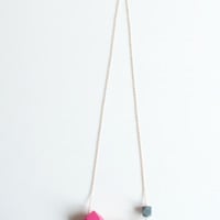 Pink Wood Glass Bead Necklace NL1013 - Thumbnail 1