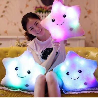 Star colorful luminous music pillow doll