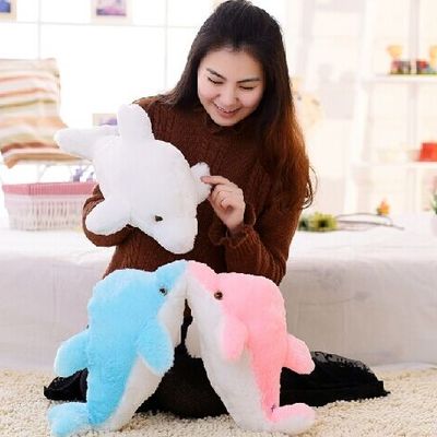 Colorful light music dolphins doll plush toy doll