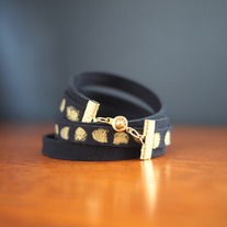 Gilded Black Triple-Lace Wrap Bracelet 