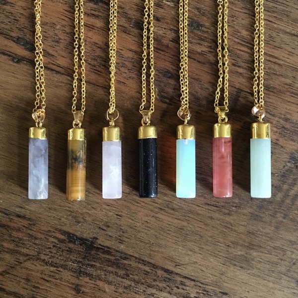 Cylinder Stoned Necklace 