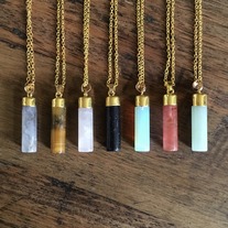 Cylinder Stoned Necklace 
