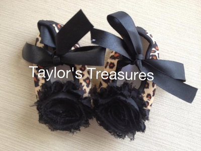 Taylors Treasures - Leopard Rosette Shoes