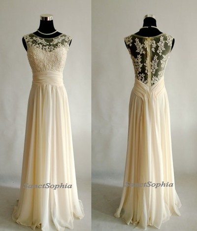Discount Yellow Lace Prom Dresses,A-line Lace Graduation Dresses