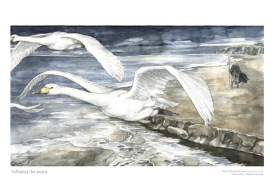 Tolkien Poster Print: "Following the swans"