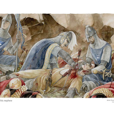 Tolkien poster print: "imrahil tends to his nephew"