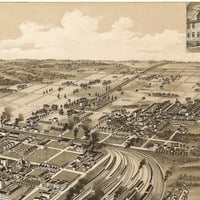 Newport News, Virginia in 1891- Bird's Eye View Map, Aerial, Panorama, Vintage, Antique, Reproduction, Giclée, History, Fine Art, Wall Art - Thumbnail 4
