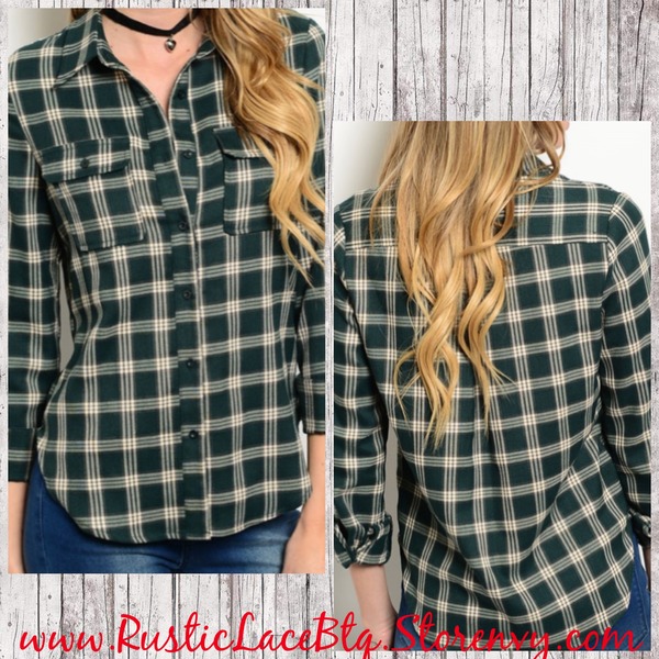 Plaid Lightweight Top (Hunter/Taupe) 