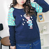 XL-2XL Navy/Red Plus Size Woolen Fleece Jumper SP154441 - Thumbnail 1