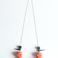 Orange Claw Glass Bead Necklace NL1021 - Thumbnail 4