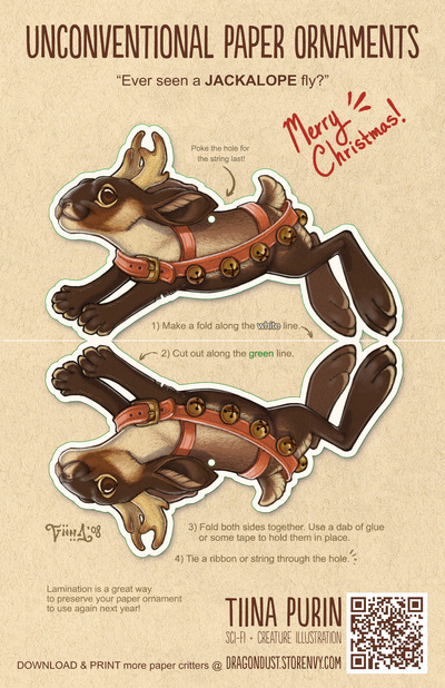 Jackalope Paper Ornament