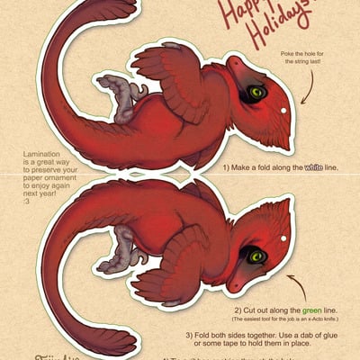 Cardinal raptor paper ornament